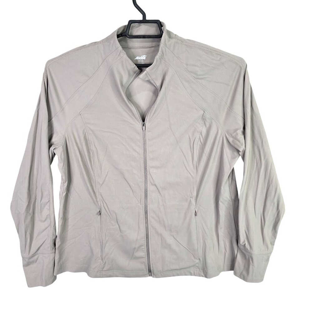 Womens Avia Gray SoftSculpt Full Zip Track Jacket Nylon Blend Size XXXL (22)